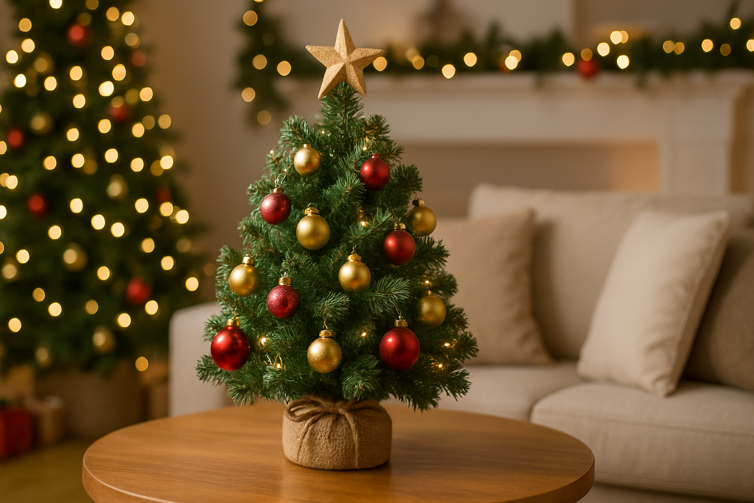 Albero Di Natale 60 Cm Con Decorazioni - Mini Kit Completo Con Luci E Ornamenti - 4