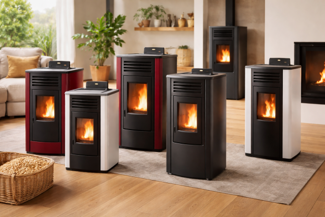 Stufe a pellet in salotto moderno